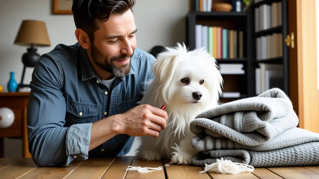Quitar Pelusas Ropa: Guía Completa y Fácil 5 Un hombre amable usa un rodillo en casa