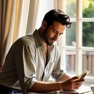 Como quitar manchas crema solar: guía fácil y efectiva 9 Un hombre tranquilo lee en la luz dorada