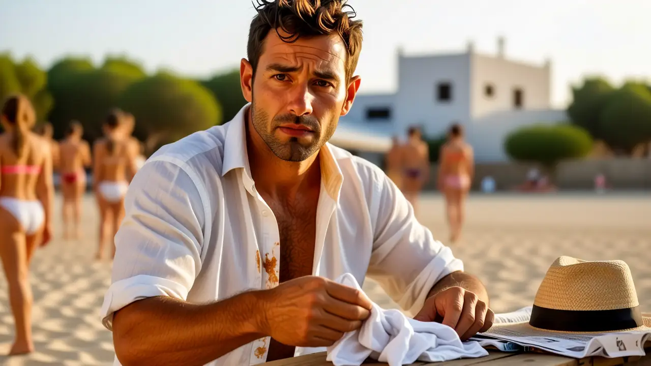 Un hombre español se limpia con melancolía