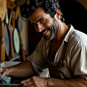 Un hombre tranquilo limpia con una toalla