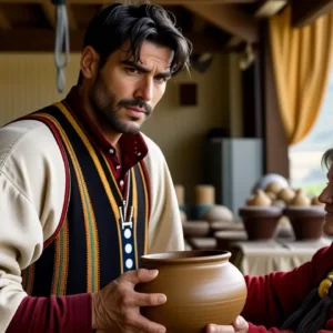 Un hombre serio ayuda en la cosecha