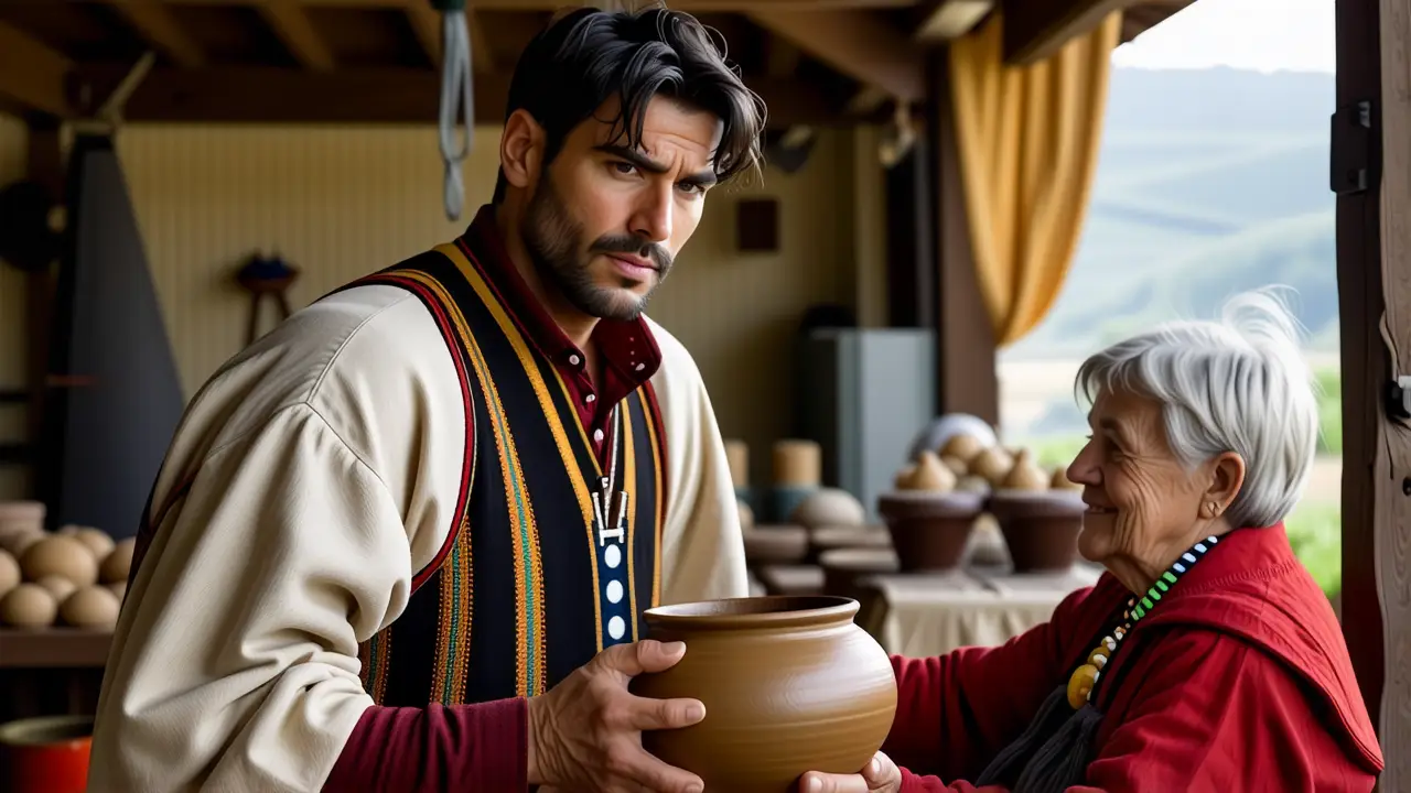 Un hombre serio ayuda en la cosecha