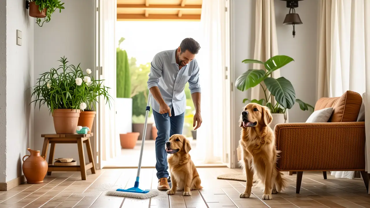 Un hombre amable limpia con calidez