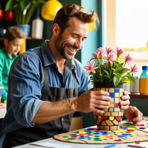 Manualidades Recicladas: Ideas Creativas Fácilmente 13 Un artesano crea mosaicos con alegría y color