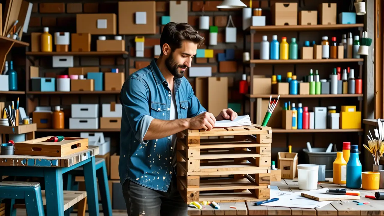 Manualidades Recicladas: Ideas Creativas Fácilmente 2 Un hombre crea con arte y madera
