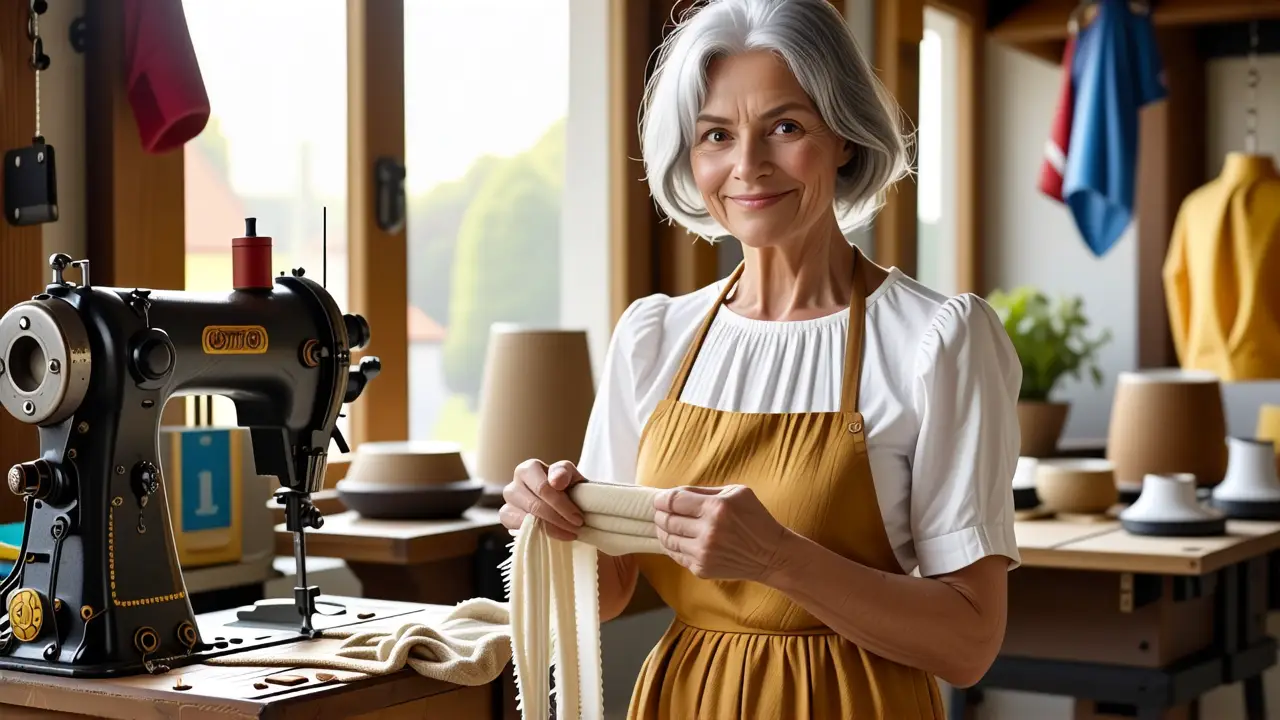 Aprender a coser: guía fácil a mano y máquina 5 Mujer española amable en taller vintage