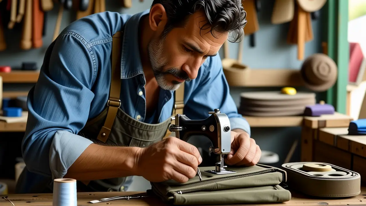 Como arreglar cremalleras: solución rápida y fácil 2 Un artesano arregla cuidadosamente una mochila