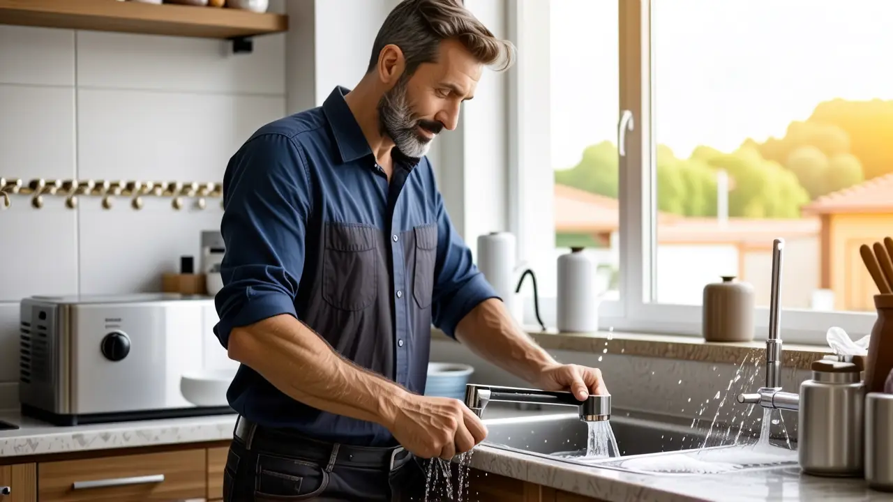 Lavavajillas vs Mano: Cuanta agua gasta un lavavajillas 5 Un hombre contempla el agua en la cocina