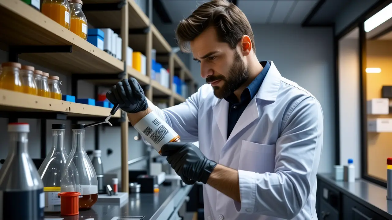 Desinfectan: Qué es la desinfección y qué son los desinfectantes 4 Un hombre serio rocía desinfectante en laboratorio