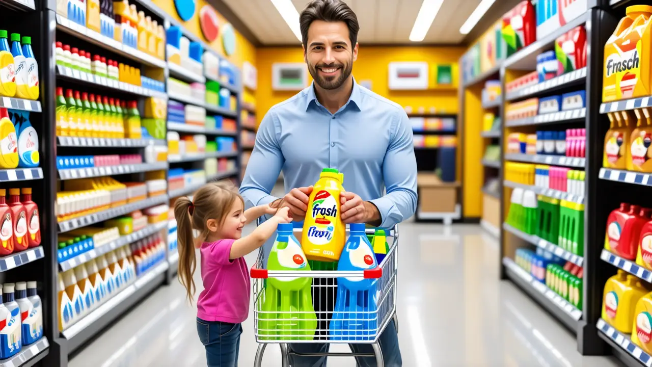 Un hombre sonríe frente a un supermercado en Santiago