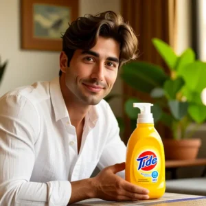 Un hombre amable ofrece detergente en Santiago