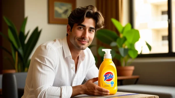 Un hombre amable ofrece detergente en Santiago