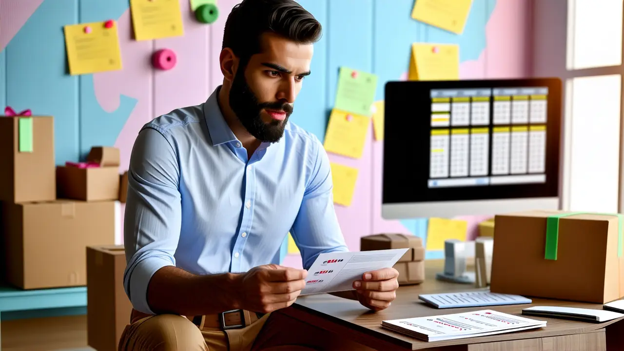 Fotógrafo captura hombre analizando precios en estudio