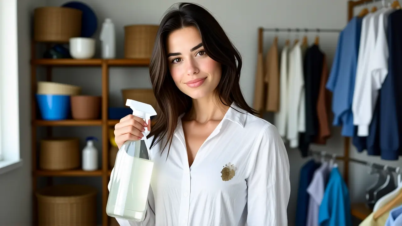 Mujer limpia mold con solución casera en casa