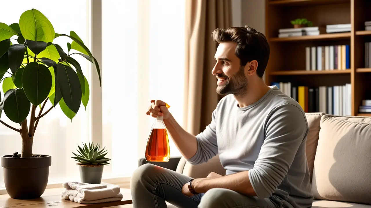 Desinfectar Sofa: Guía para Limpiar El Sofa 3 Un hombre blanco en un salón limpio y cálido