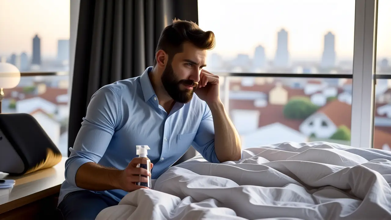 Un hombre pensativo limpia con serenidad en luz suave