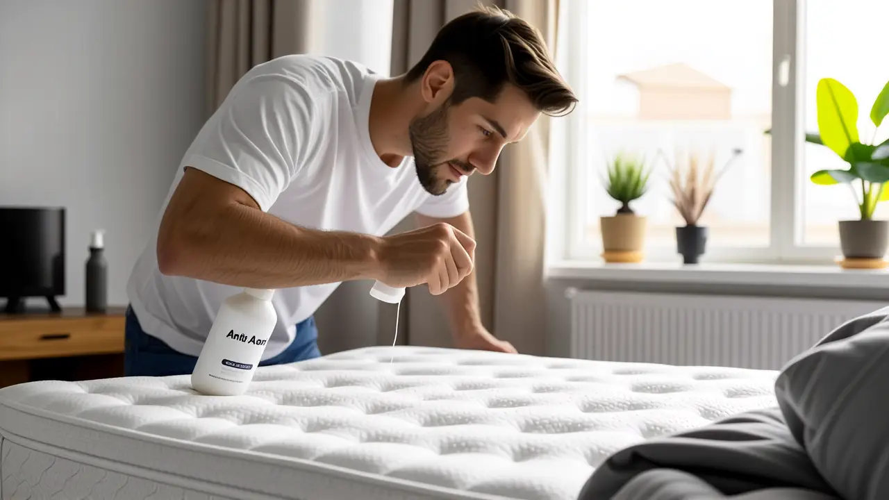 Hombre en habitación limpia, luz suave y natural