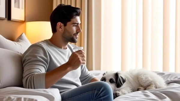 Un hombre pensativo en luz cálida