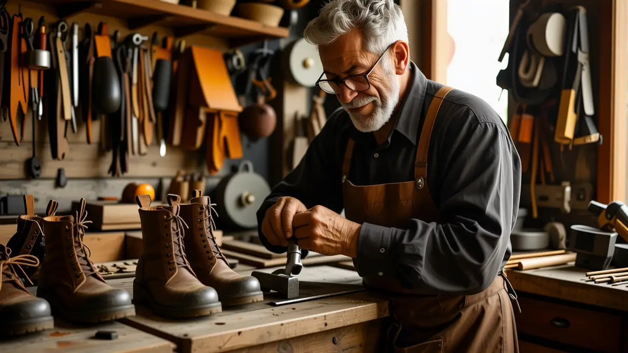 Un artesano español crea zapatos con maestría
