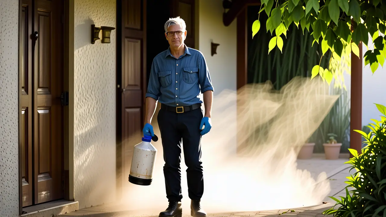Fumigar una casa: Guía segura y efectiva 3 Un hombre trabaja con cuidado en el jardín