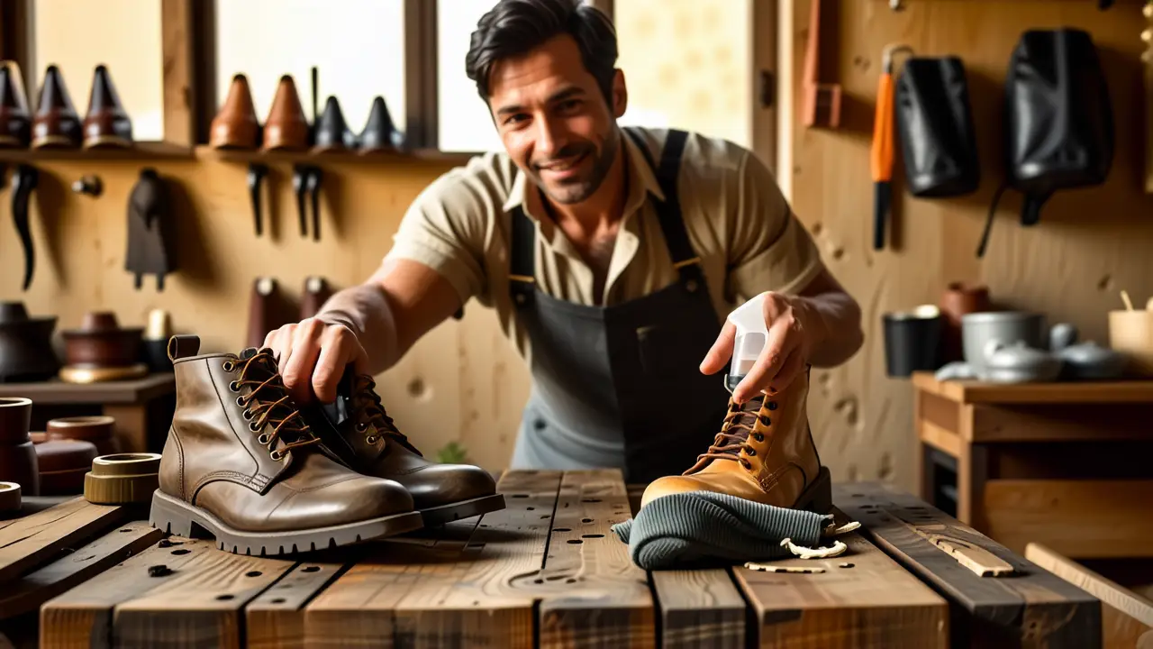 Como limpiar gamuza: guía completa para zapatos 4 Un hombre español amable limpia zapatos con cuidado