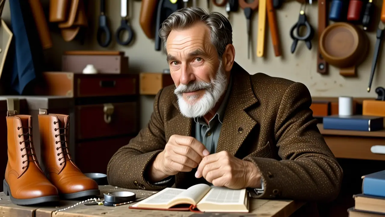 Como limpiar gamuza: guía completa para zapatos 5 Un hombre pensativo restaura objetos antiguos con cuidado