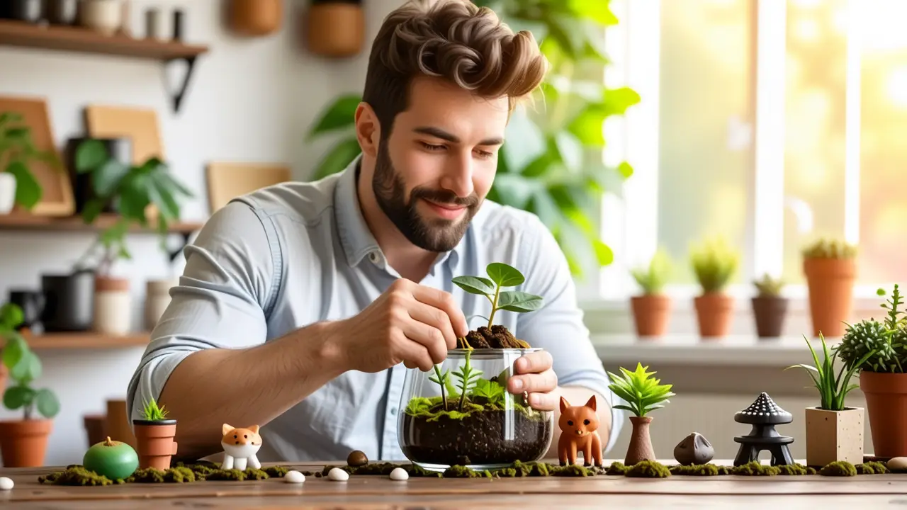 Cómo hacer terrarios caseros: guía completa 3 Un hombre amable en un terrario rústico