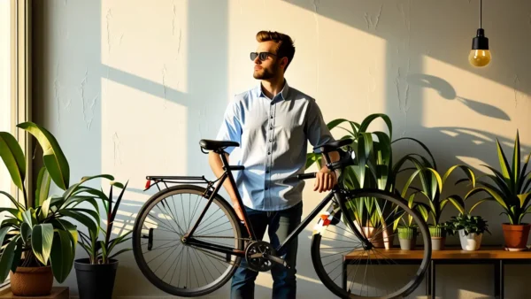 Un hombre pensativo en un hogar minimalista