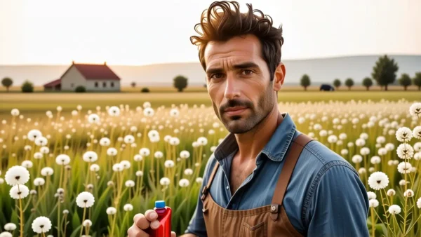 Un hombre pensativo en un campo dorado