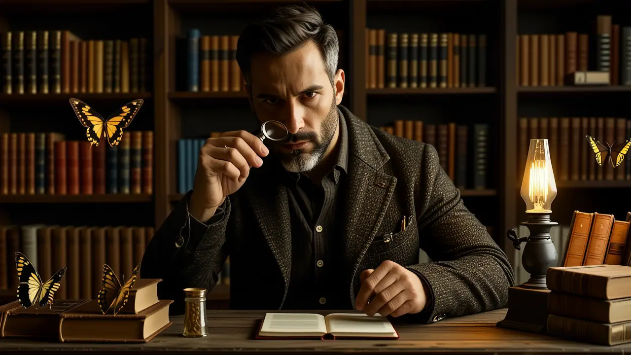 Insecticidas para polillas: Compra online fácil 4 Un hombre examina insectos en una luz tenue