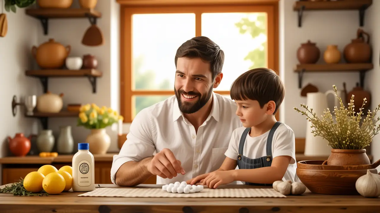 Detergente en Pastillas: Guía Completa & Consejos 2 Un padre y su hijo demuestran detergente en casa