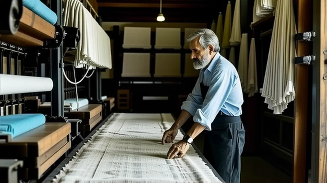 Un hombre trabaja en una tintorería antigua