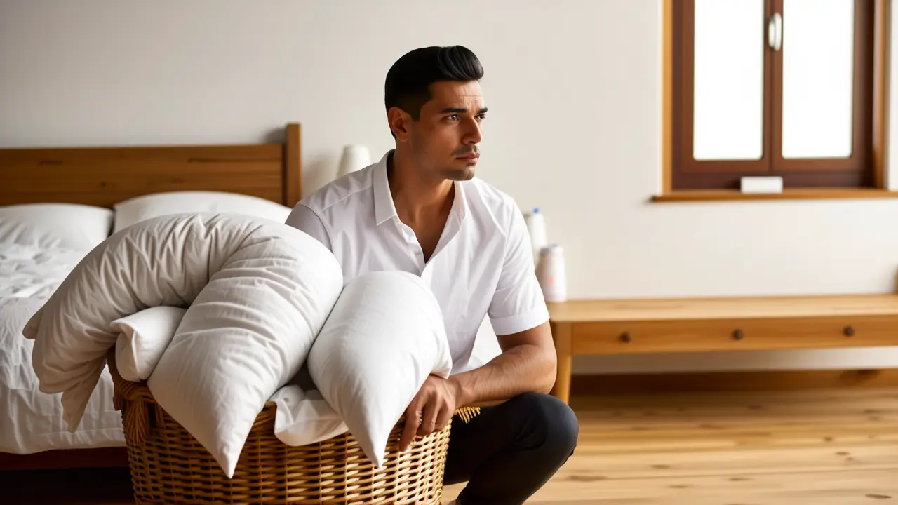 Un hombre pensativo en una habitación luminosa y acogedora