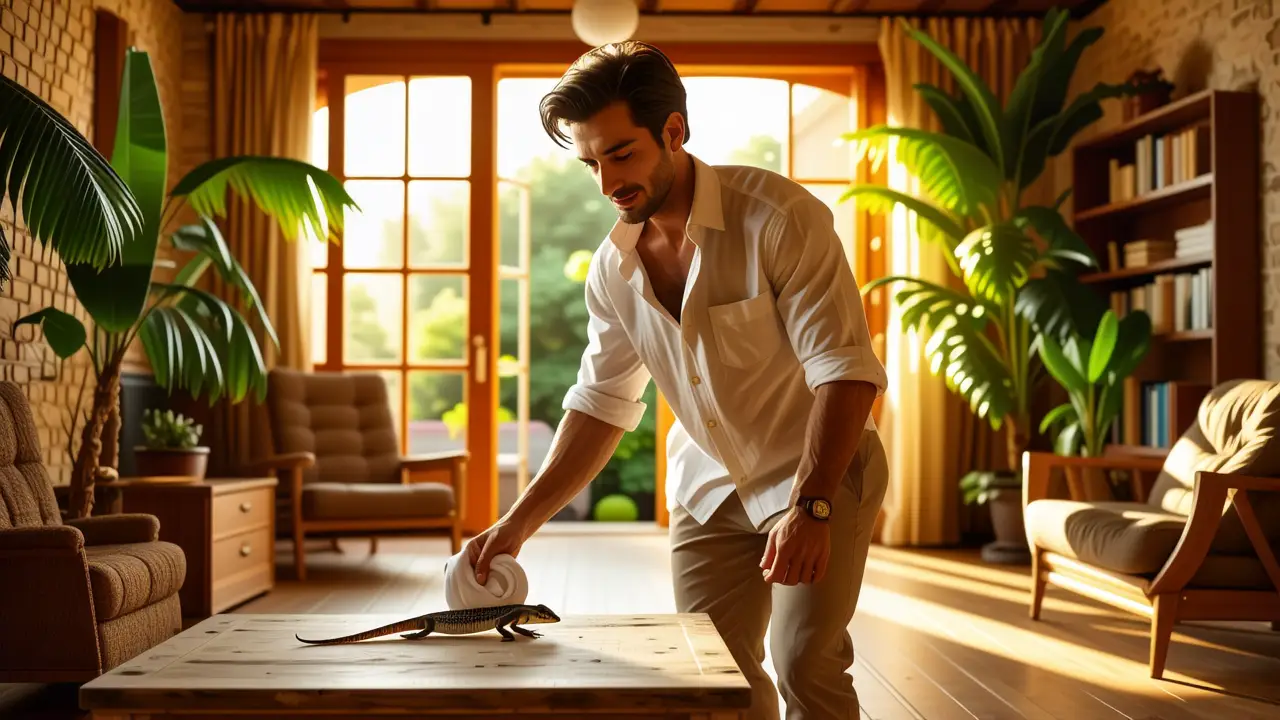 Que hacer lagartijas en casa: soluciones naturales 5 Un hombre español contempla pacíficamente la luz