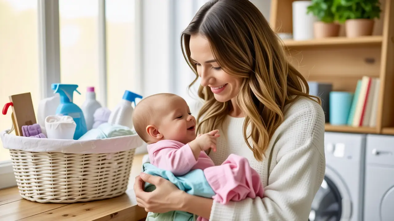 Como lavar ropita de bebe: guia completa | Jabón para bebés 6 Una mujer tranquila examina a su bebé