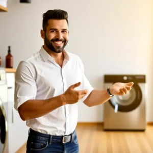 Un hombre moderno transmite eficiencia en la limpieza