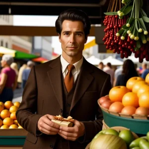 Un hombre melancólico sostiene un paquete en Santiago