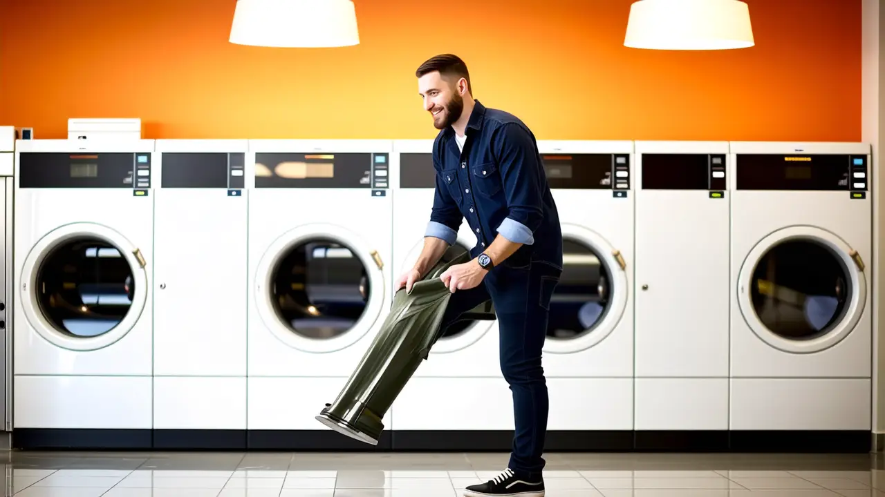 Lavandería Autoservicio El Casar - Ubicación 2 Hombre pensativo en lavandería moderna y cálida
