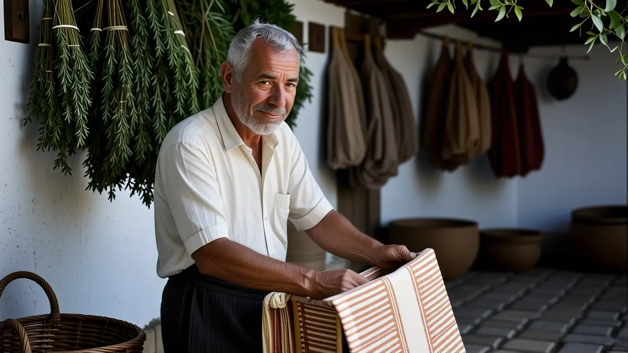 Lavar Alfombras: Guía para Limpiar en Casa 4 Un hombre español contempla una alfombra en el sol