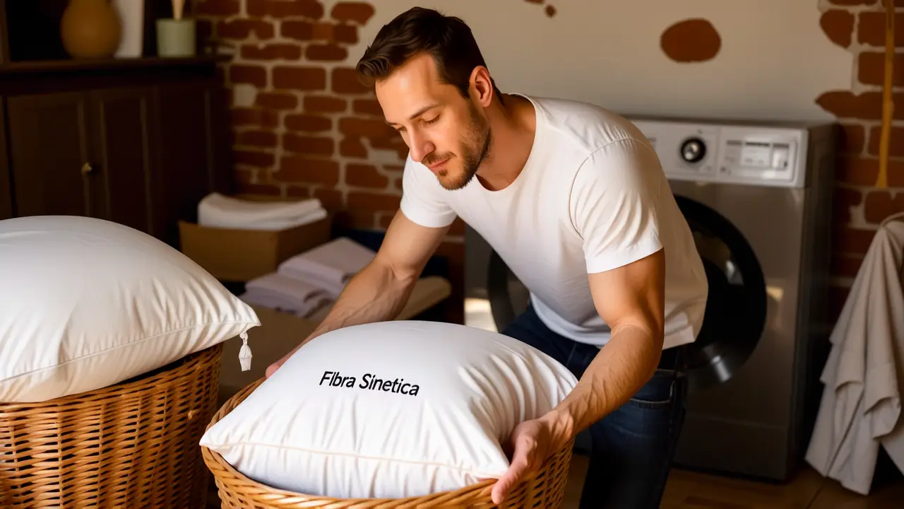 Un hombre cuidadoso manipula una tela suave