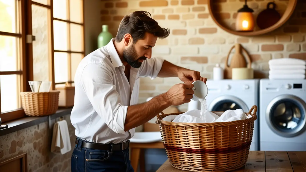 Como lavar sabanas: guía completa y lavandería camas 2 Un hombre español mide agua en casa