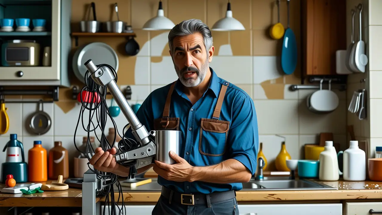 Un hombre frustrado enfrenta el caos doméstico