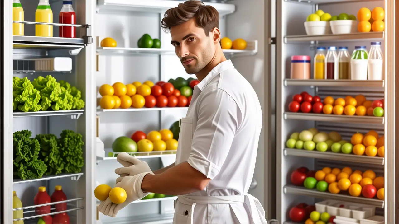 Un hombre limpio y pensativo limpia su cocina