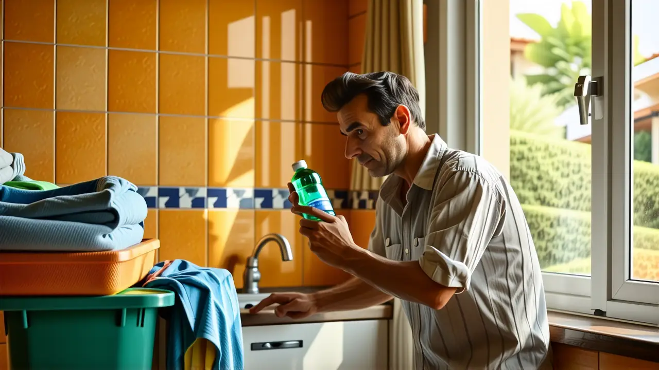 Limpiar desague: Evita obstrucciones y olores 2 Un hombre preocupado sostiene lavanda en casa