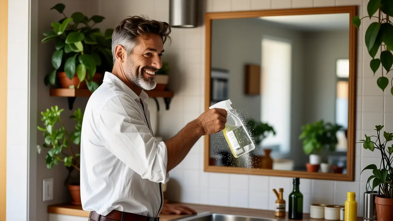 Un hombre español sonríe en una cocina cálida