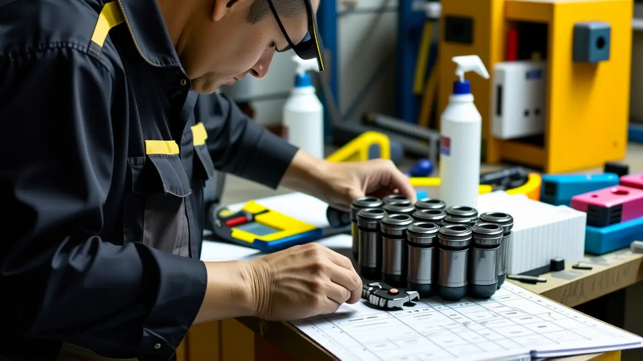 Limpiar Inyectores Diesel: Guía Profesional 4 Un mecánico limpia meticulosamente un inyector diesel