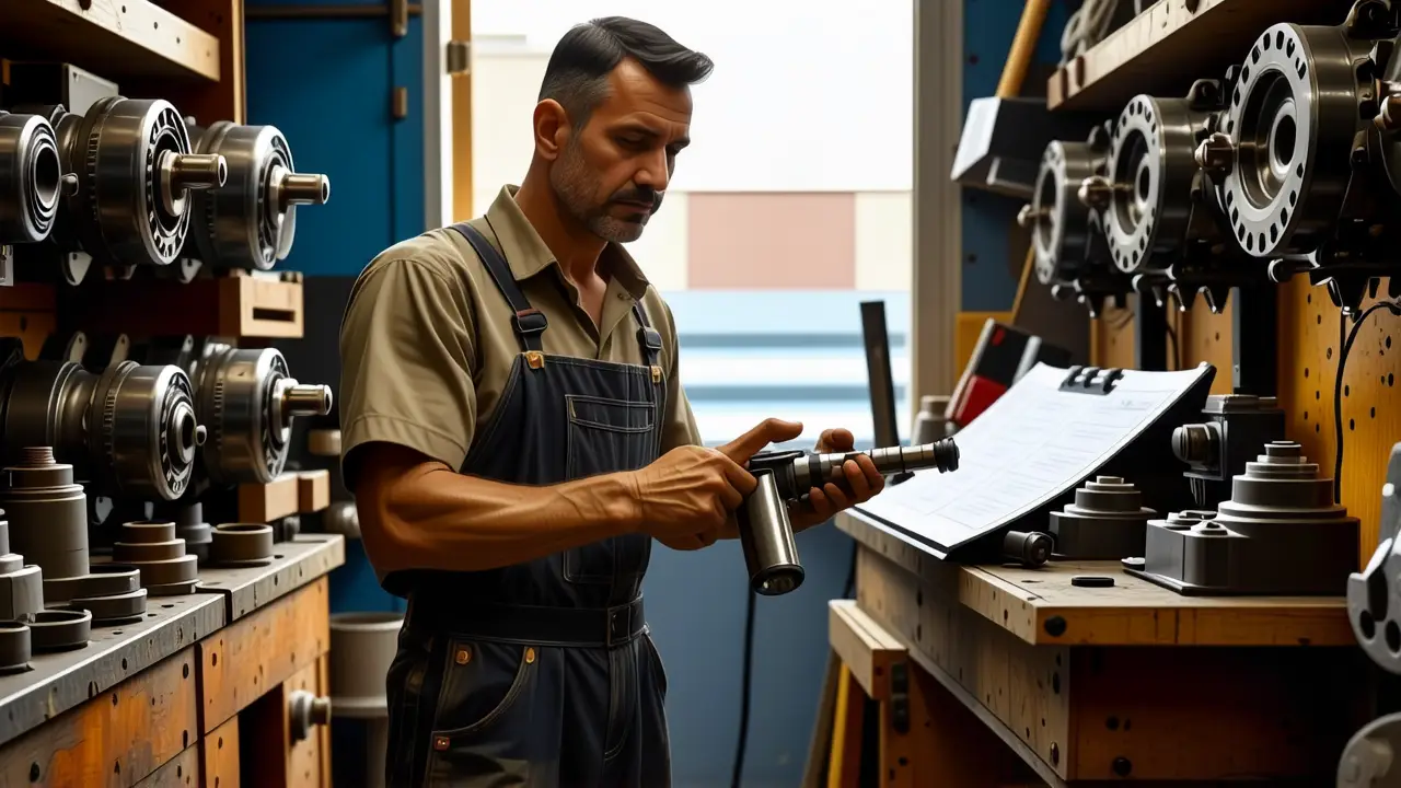 Limpiar Inyectores Diesel: Guía Profesional 5 Un mecánico experto revisa inyectores en un taller