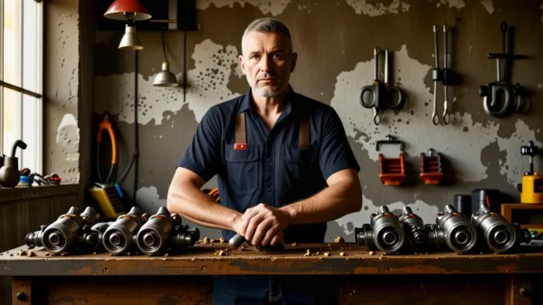 Un mecánico experto limpia inyectores en un taller