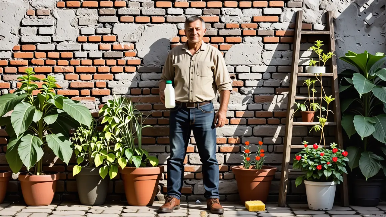 Hombre español limpiando con luz cálida