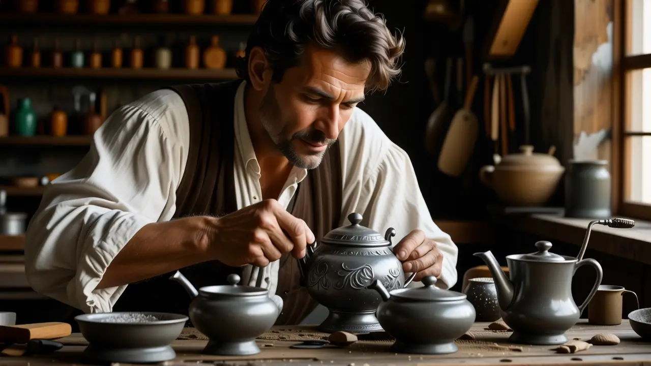 Un hombre contempla un tesoro reluciente